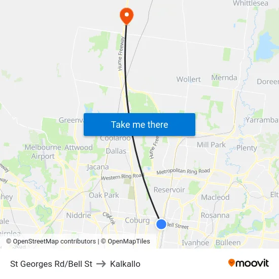 St Georges Rd/Bell St to Kalkallo map