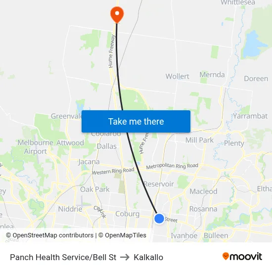 Panch Health Service/Bell St to Kalkallo map