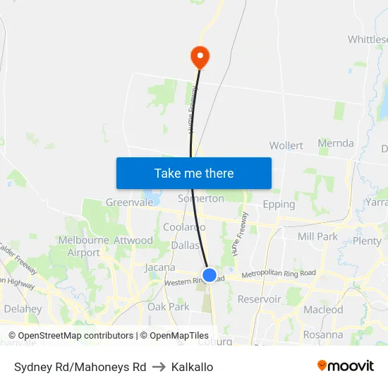 Sydney Rd/Mahoneys Rd to Kalkallo map
