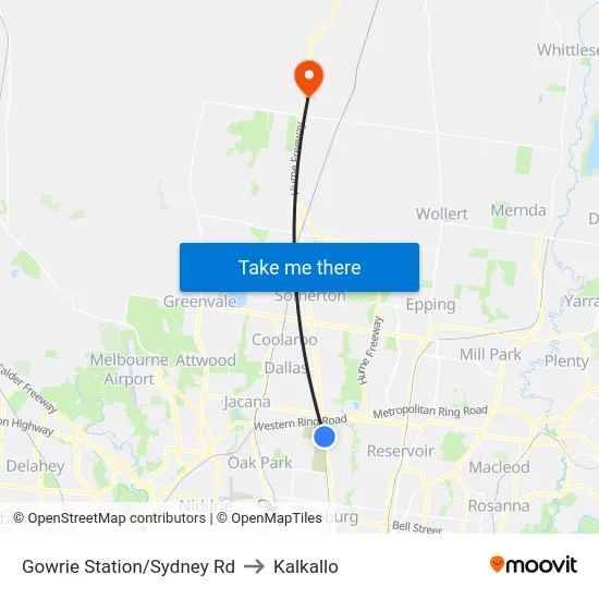 Gowrie Station/Sydney Rd to Kalkallo map
