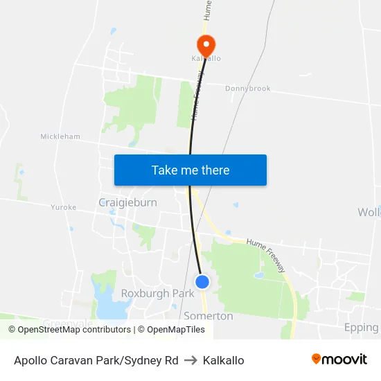 Apollo Caravan Park/Sydney Rd to Kalkallo map