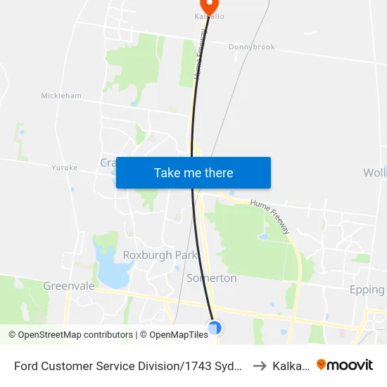 Ford Customer Service Division/1743 Sydney Rd to Kalkallo map