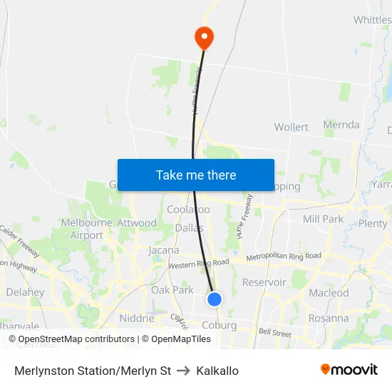 Merlynston Station/Merlyn St to Kalkallo map