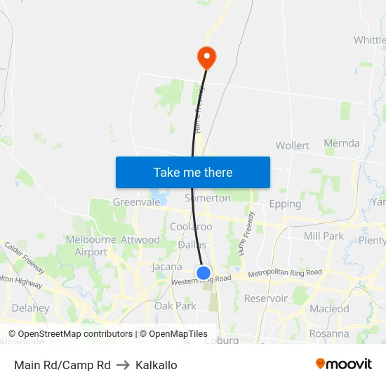 Main Rd/Camp Rd to Kalkallo map