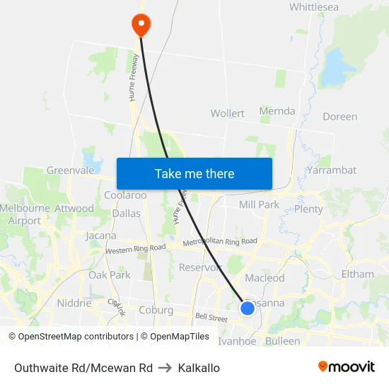 Outhwaite Rd/Mcewan Rd to Kalkallo map