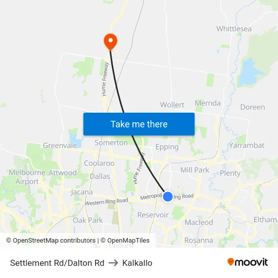 Settlement Rd/Dalton Rd to Kalkallo map