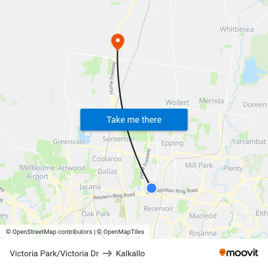 Victoria Park/Victoria Dr to Kalkallo map