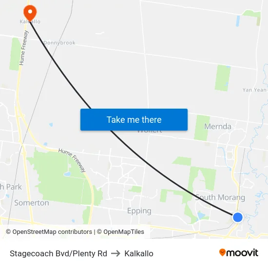 Stagecoach Bvd/Plenty Rd to Kalkallo map
