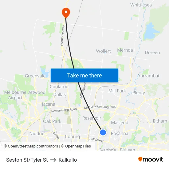 Seston St/Tyler St to Kalkallo map