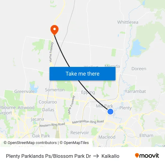 Plenty Parklands Ps/Blossom Park Dr to Kalkallo map