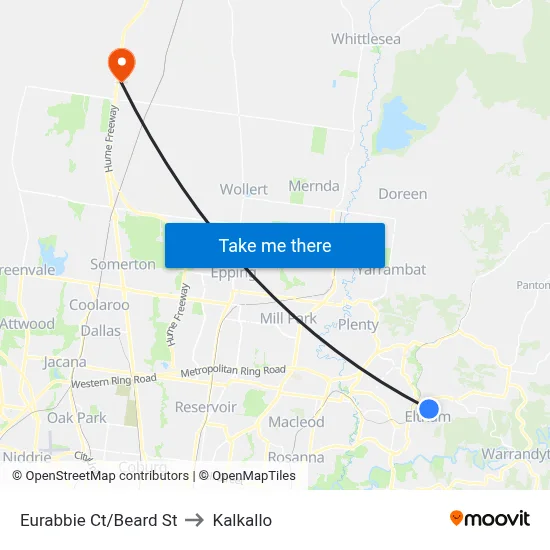 Eurabbie Ct/Beard St to Kalkallo map