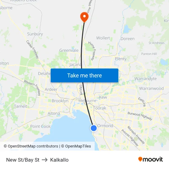 New St/Bay St to Kalkallo map