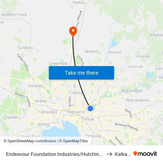 Endeavour Foundation Industries/Hutchinson Dr to Kalkallo map