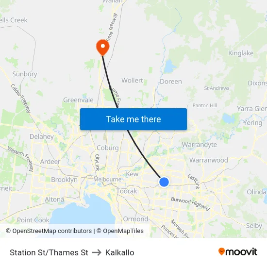 Station St/Thames St to Kalkallo map