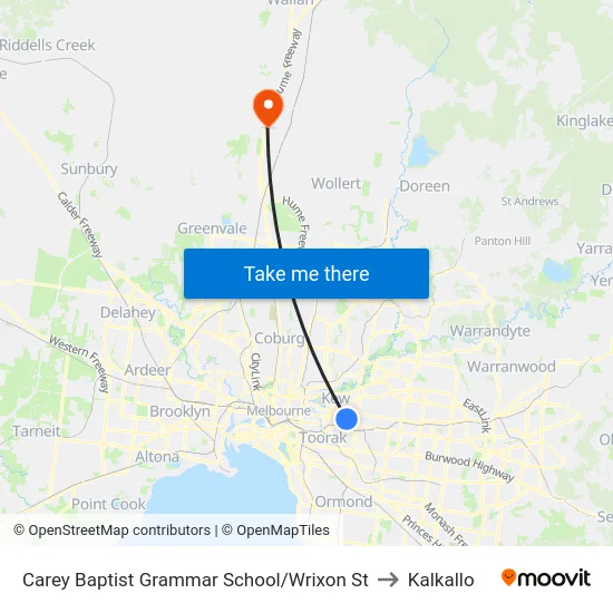 Carey Baptist Grammar School/Wrixon St to Kalkallo map