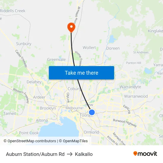 Auburn Station/Auburn Rd to Kalkallo map
