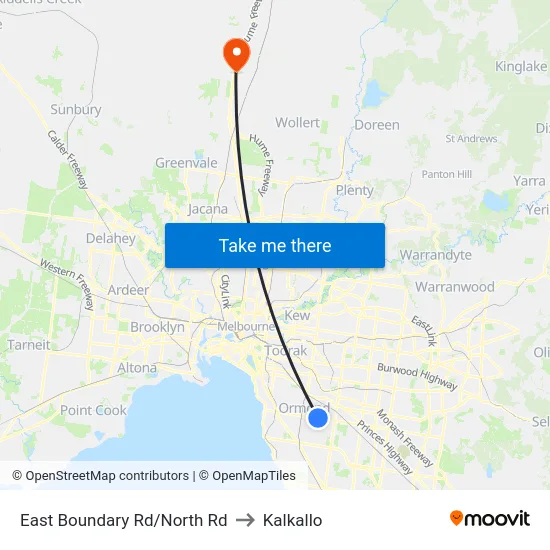 East Boundary Rd/North Rd to Kalkallo map
