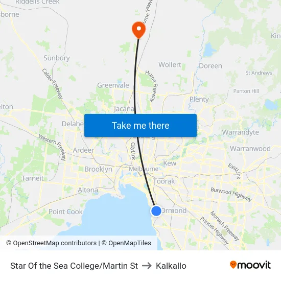 Star Of the Sea College/Martin St to Kalkallo map