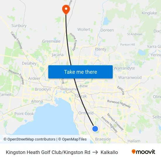 Kingston Heath Golf Club/Kingston Rd to Kalkallo map