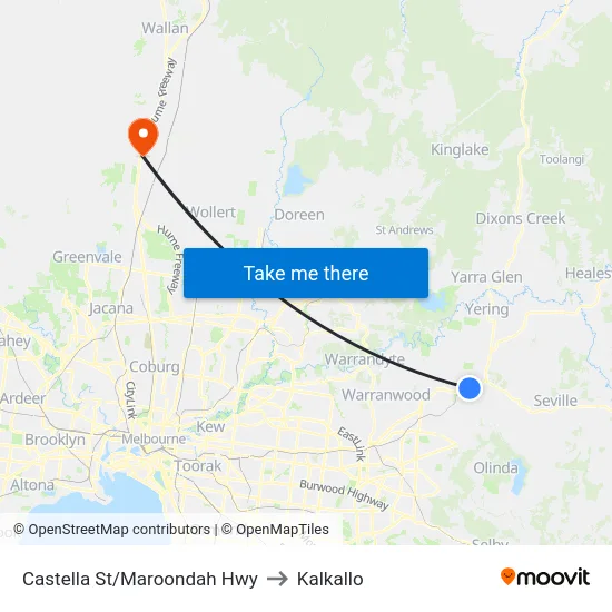 Castella St/Maroondah Hwy to Kalkallo map