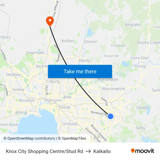 Knox City Shopping Centre/Stud Rd to Kalkallo map