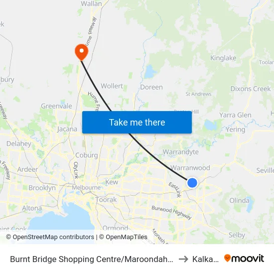 Burnt Bridge Shopping Centre/Maroondah Hwy to Kalkallo map