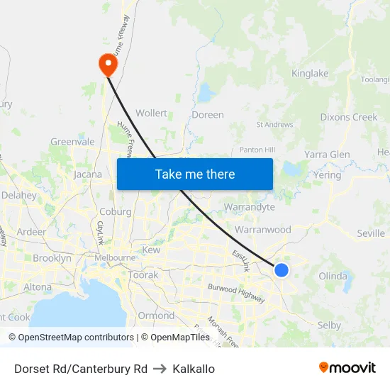 Dorset Rd/Canterbury Rd to Kalkallo map