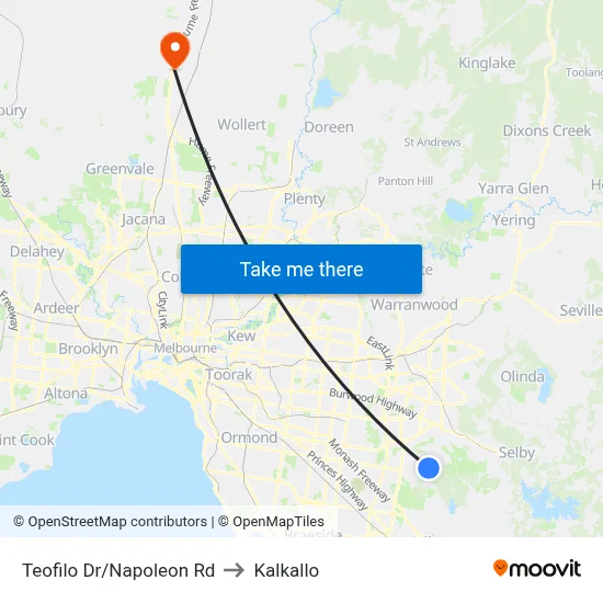 Teofilo Dr/Napoleon Rd to Kalkallo map