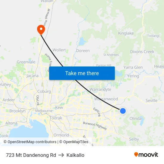 723 Mt Dandenong Rd to Kalkallo map