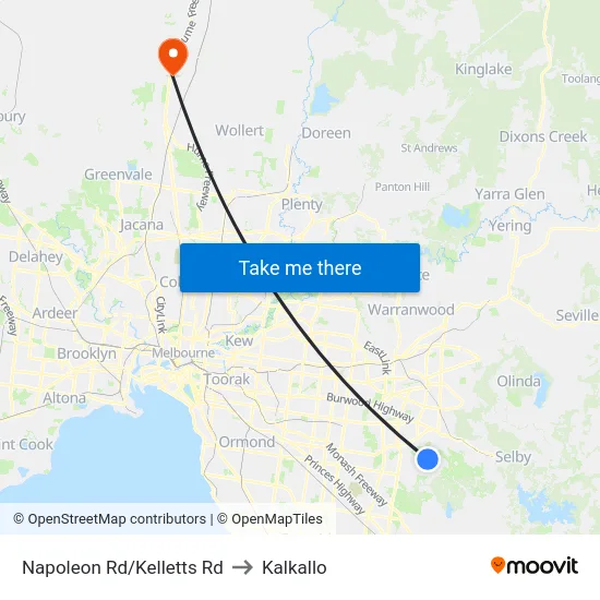 Napoleon Rd/Kelletts Rd to Kalkallo map