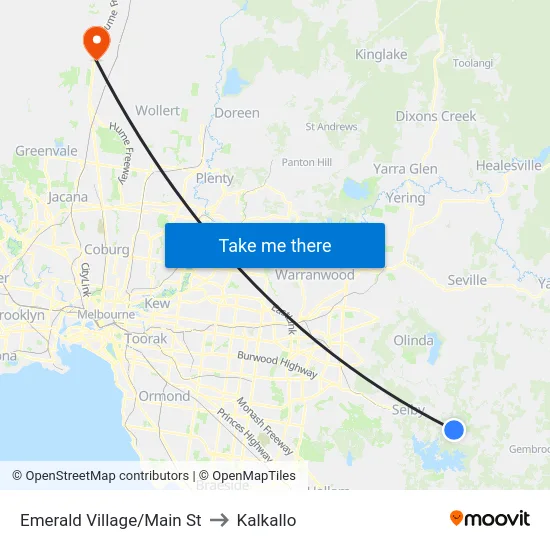 Emerald Village/Main St to Kalkallo map