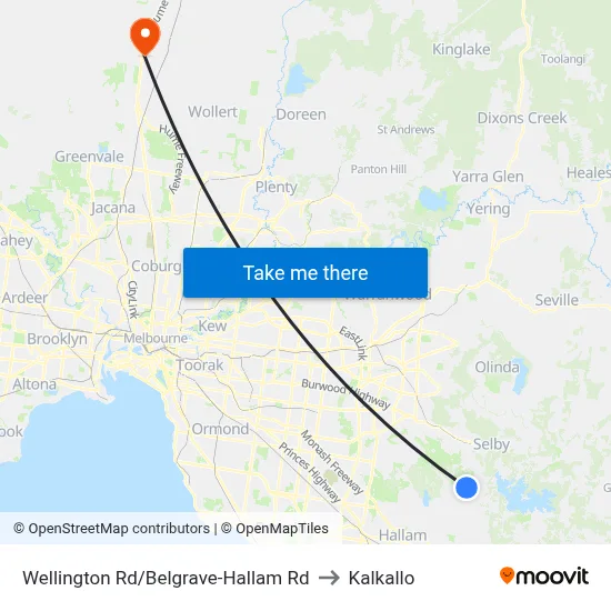 Wellington Rd/Belgrave-Hallam Rd to Kalkallo map