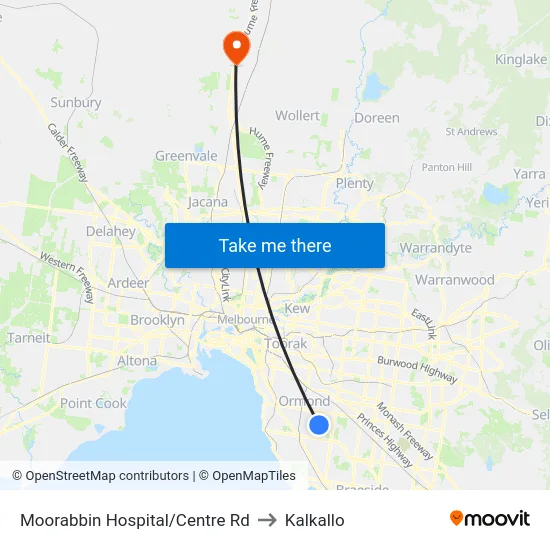 Moorabbin Hospital/Centre Rd to Kalkallo map