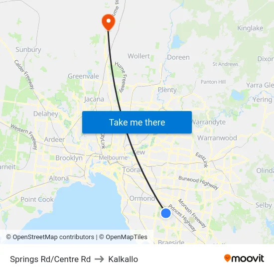 Springs Rd/Centre Rd to Kalkallo map