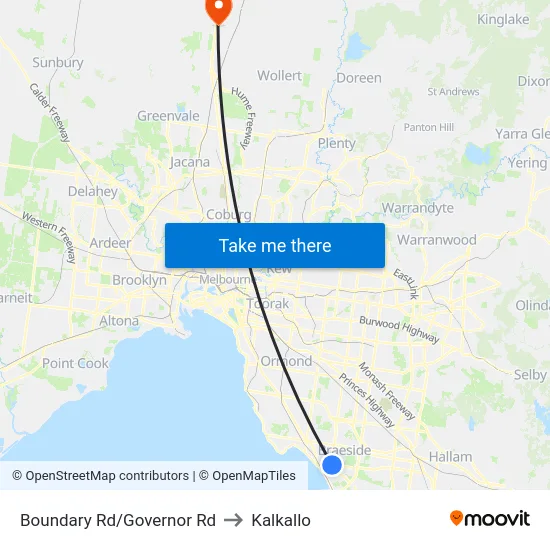 Boundary Rd/Governor Rd to Kalkallo map