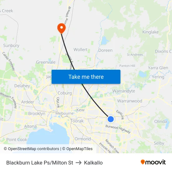 Blackburn Lake Ps/Milton St to Kalkallo map