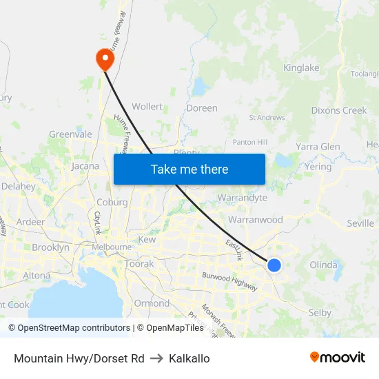 Mountain Hwy/Dorset Rd to Kalkallo map