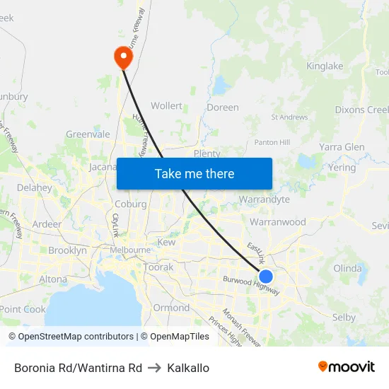 Boronia Rd/Wantirna Rd to Kalkallo map
