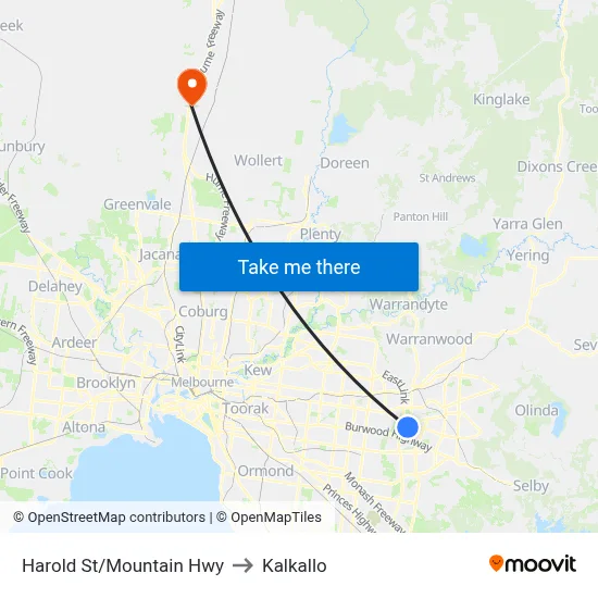 Harold St/Mountain Hwy to Kalkallo map