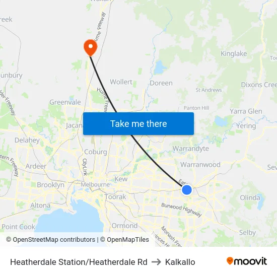 Heatherdale Station/Heatherdale Rd to Kalkallo map