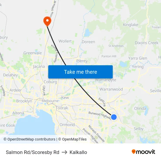 Salmon Rd/Scoresby Rd to Kalkallo map