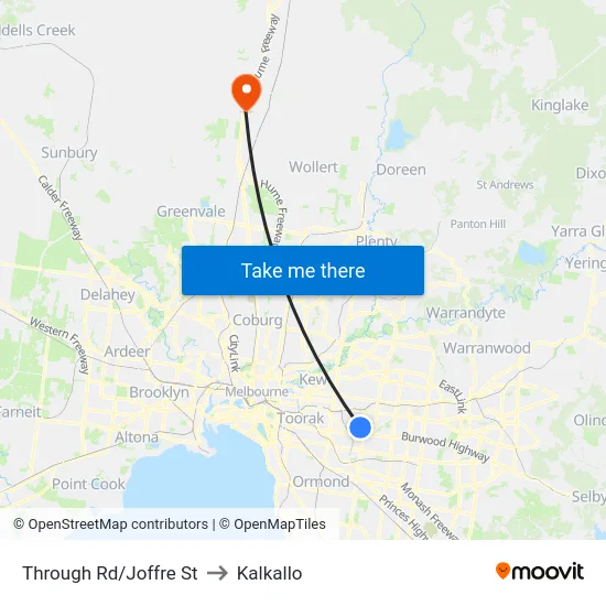 Through Rd/Joffre St to Kalkallo map