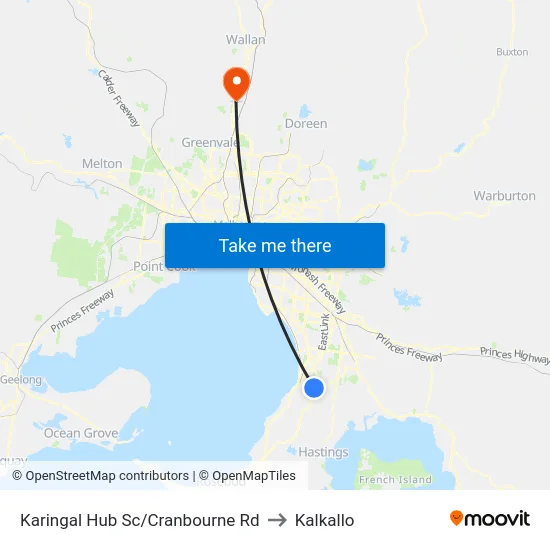 Karingal Hub Sc/Cranbourne Rd to Kalkallo map