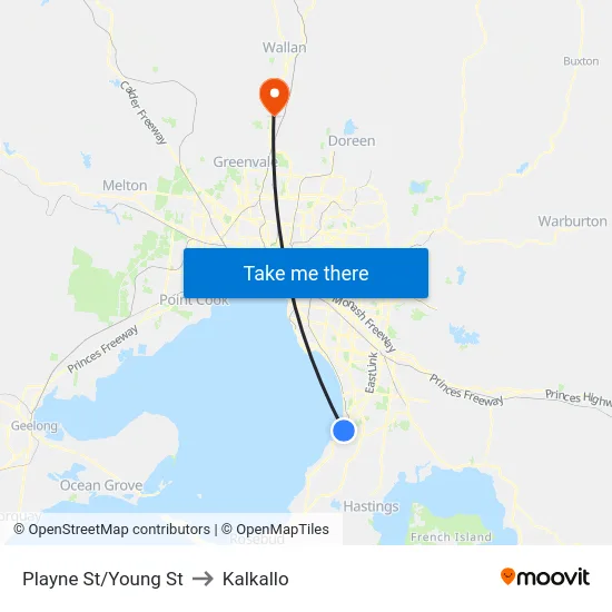 Playne St/Young St to Kalkallo map