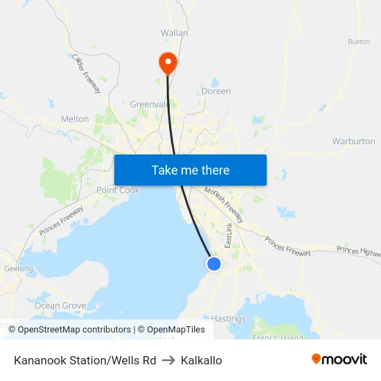 Kananook Station/Wells Rd to Kalkallo map