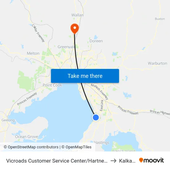 Vicroads Customer Service Center/Hartnett Dr to Kalkallo map