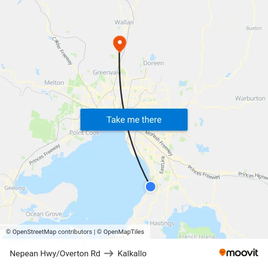 Nepean Hwy/Overton Rd to Kalkallo map