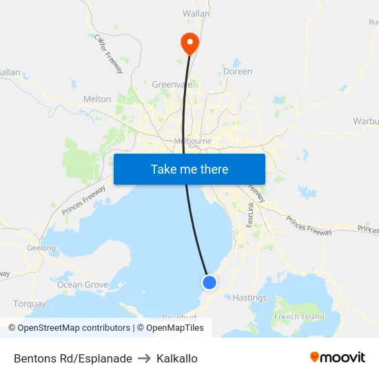 Bentons Rd/Esplanade to Kalkallo map
