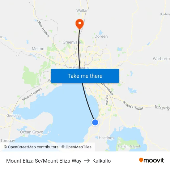 Mount Eliza Sc/Mount Eliza Way to Kalkallo map