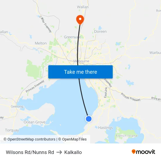 Wilsons Rd/Nunns Rd to Kalkallo map